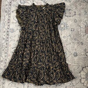 Caroline Constas Black and Gold Patterned Dress